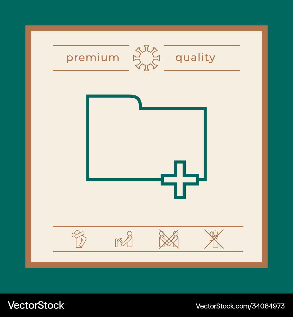 Folder icon with plus sign - add attach create vector image