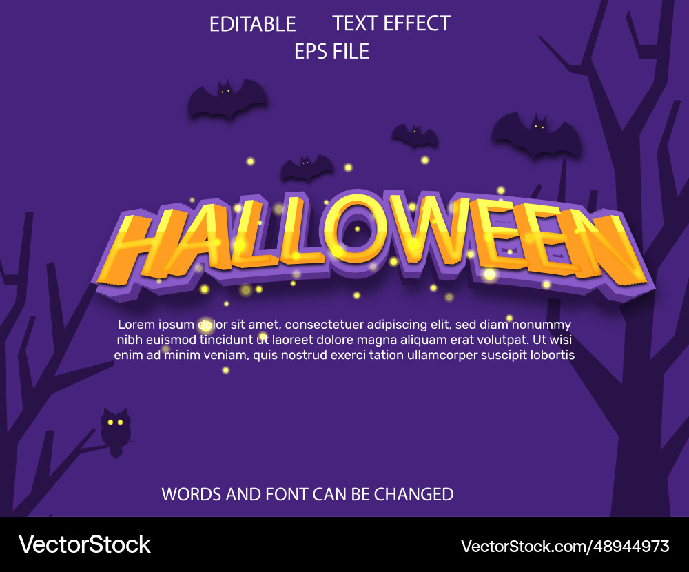 Halloween editable text effect 3d font style use Halloween editable text effect 3d font style use vector image