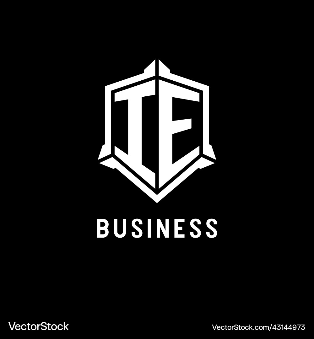 Ie logo initial with shield shape design style Vector Image