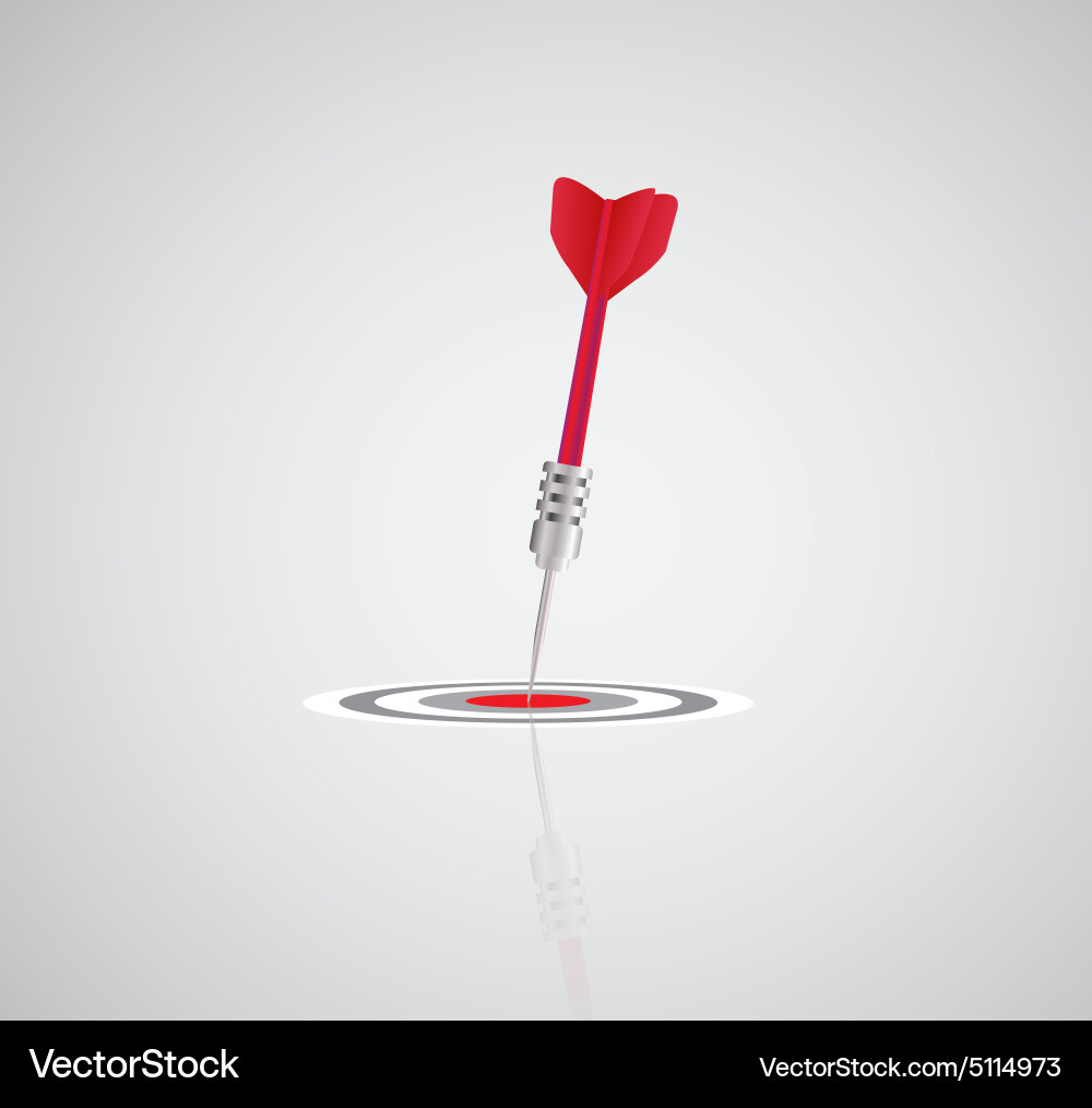 One dart hitting the center of target image over vector image