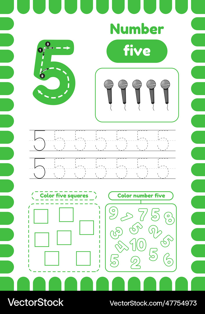 Preschool Number Activity Pages - Learn to Count vector image