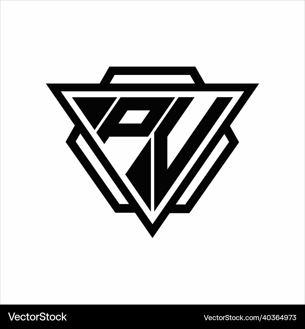 Pv logo monogram with triangle and hexagon Vector Image