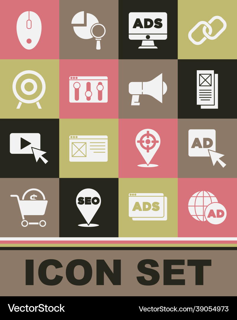 Set advertising browser window setting target vector image