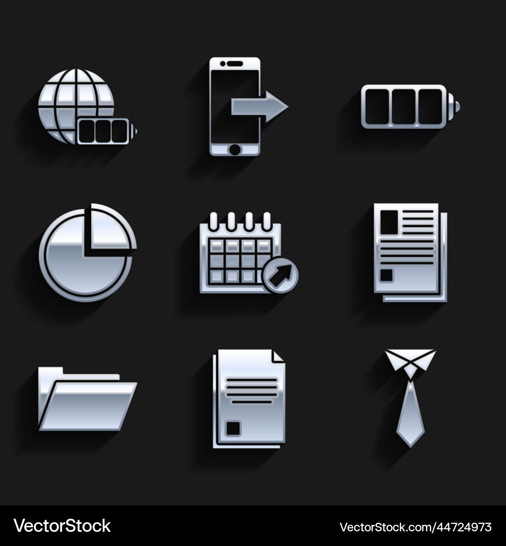 Set calendar file document tie folder Vector Image