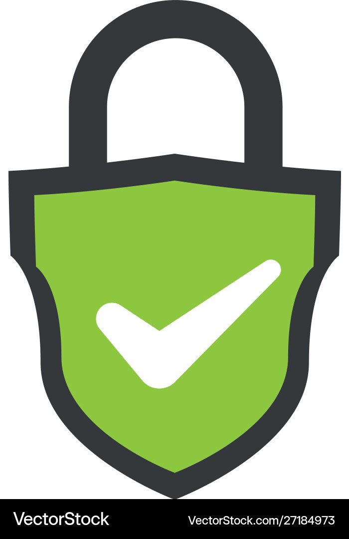 Shield with safe secure padlock vector image