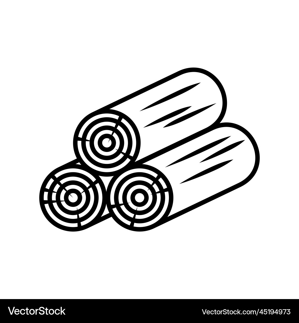 Simple firewood linear icon three logs in a stack Simple firewood linear icon three logs in a stack vector image