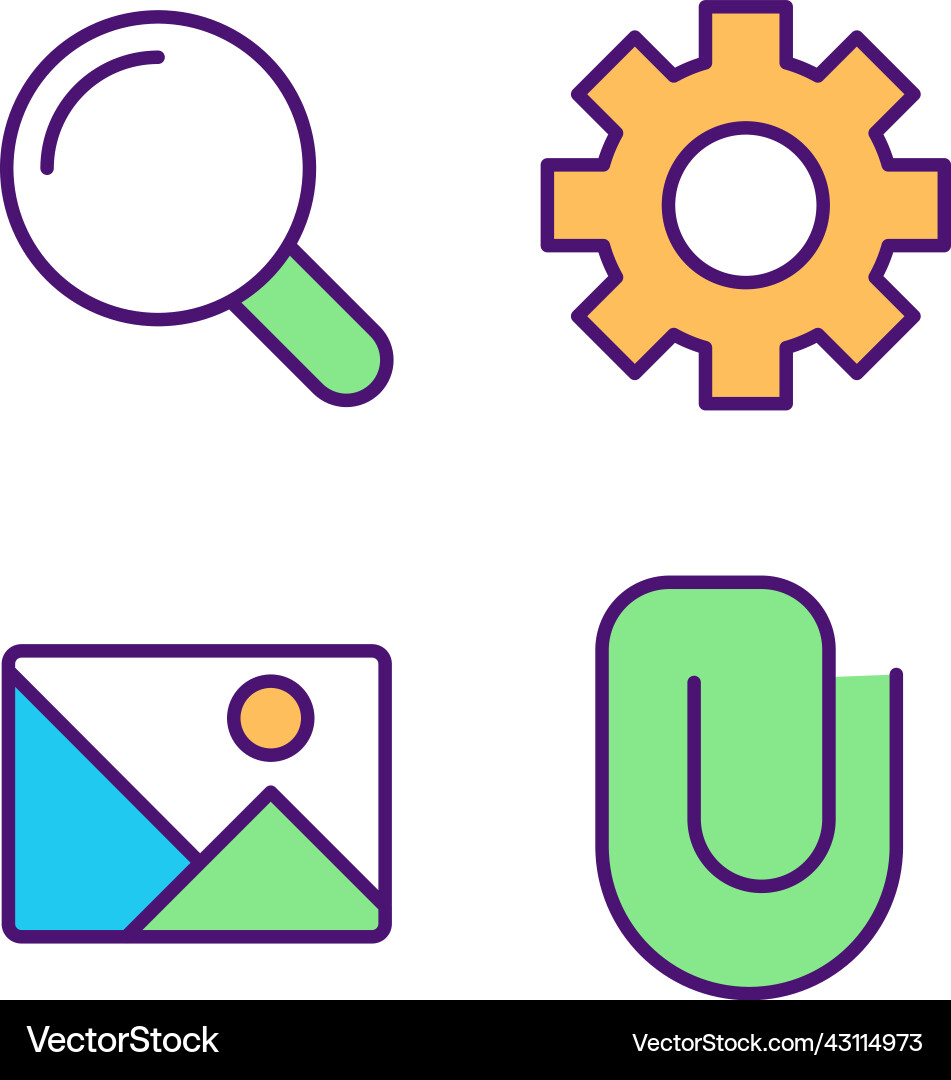 Website elements pixel perfect rgb color icons set Website elements pixel perfect rgb color icons set Vector Image