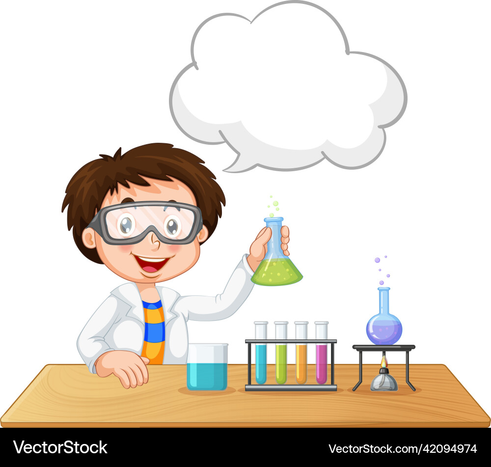 A scientist experiment with speech bubble A scientist experiment with speech bubble vector image