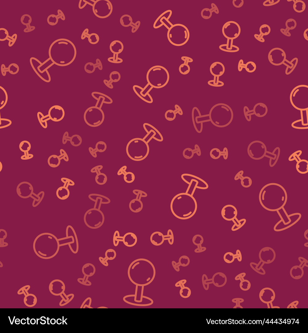 Brown line push pin icon isolated seamless pattern Vector Image