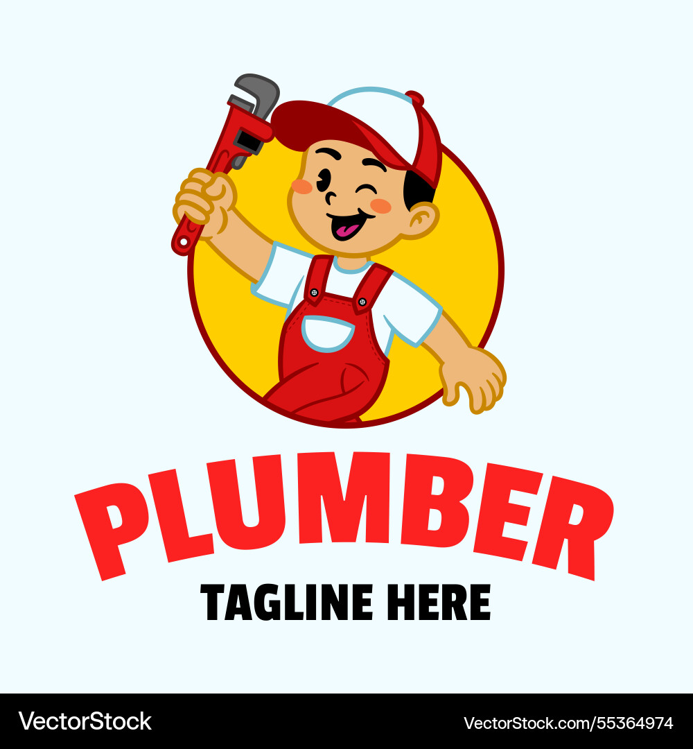 Cartoon of happy plumber logo vector image