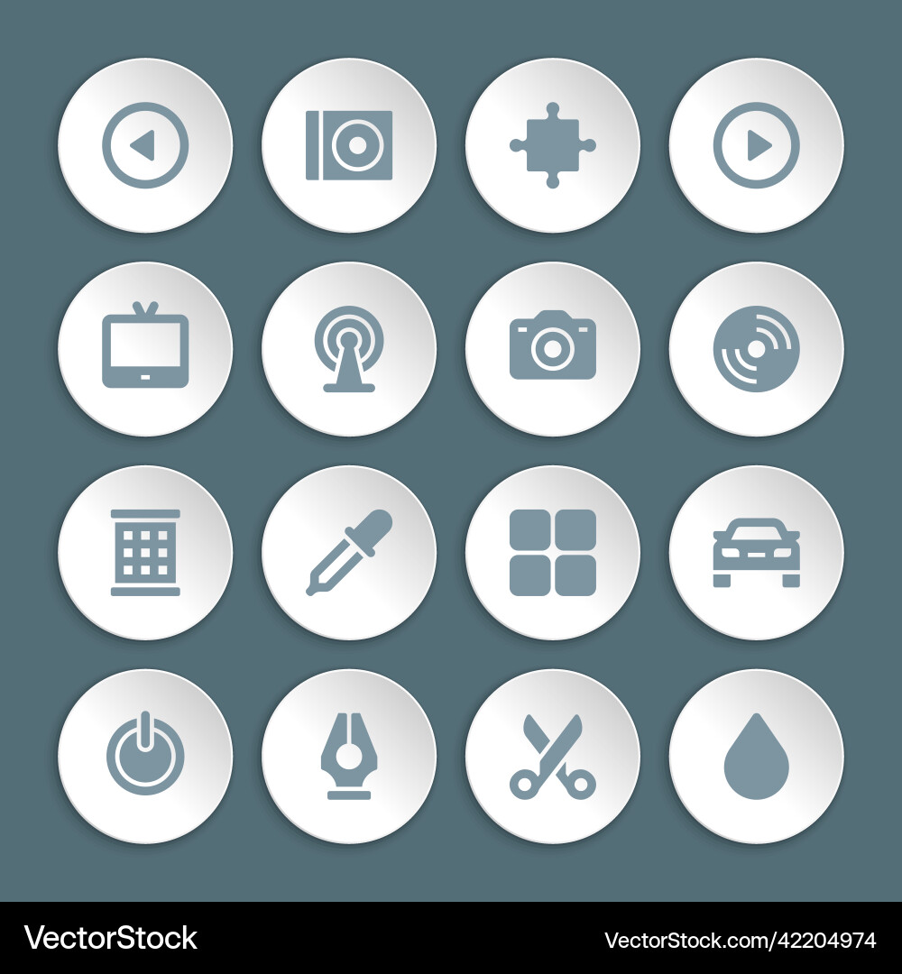 Flat icons set paper and shadow effect Flat icons set paper and shadow effect vector image