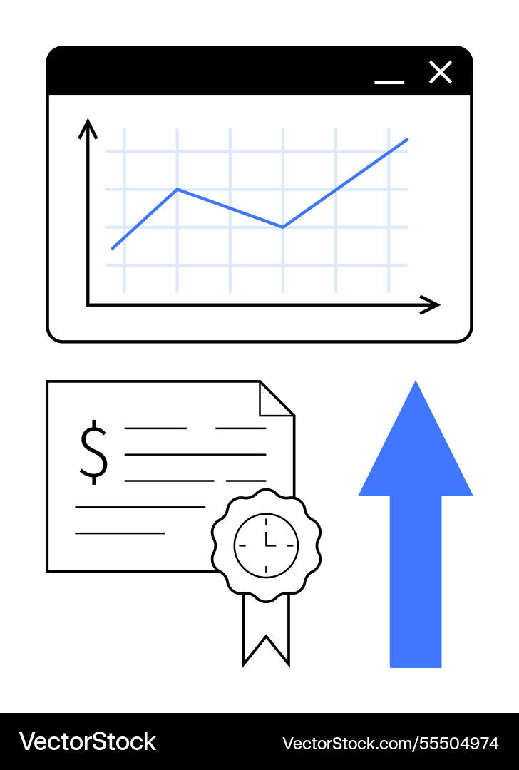 Graph showing upward trend certificate Graph showing upward trend certificate vector image