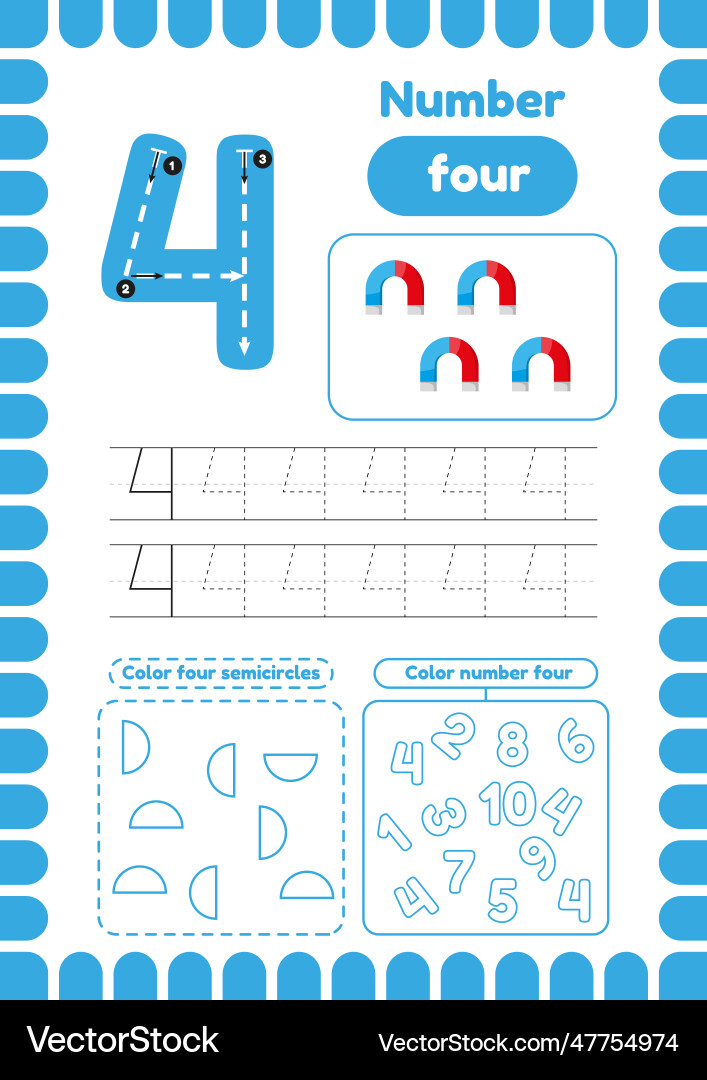 Kida activity pages learn numbers preschool Kida activity pages learn numbers preschool vector image