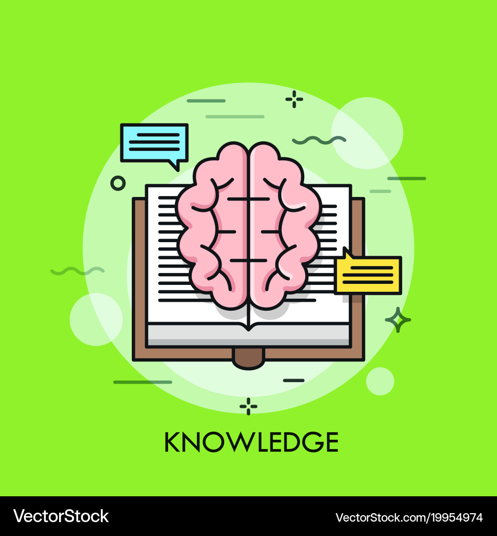 Knowledge Concepts - Brain & Book Vector Image
