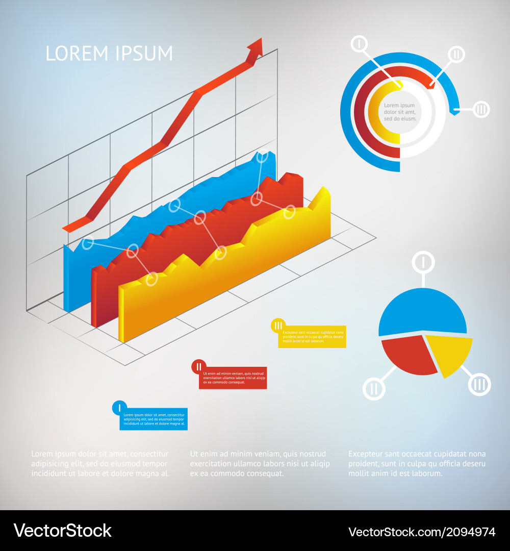 Modern 3D Graph Elements Vector Image