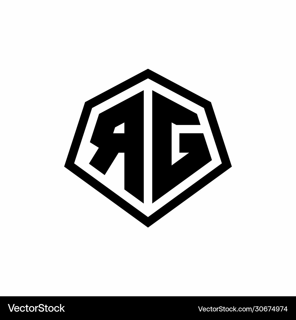 Rg monogram logo with hexagon shape and line vector image