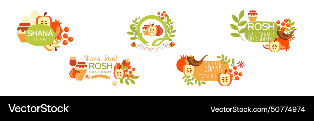 Rosh hashanah symbol and object composition Rosh hashanah symbol and object composition Vector Image