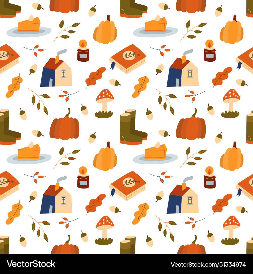 Seamless pattern of autumn elements Seamless pattern of autumn elements vector image