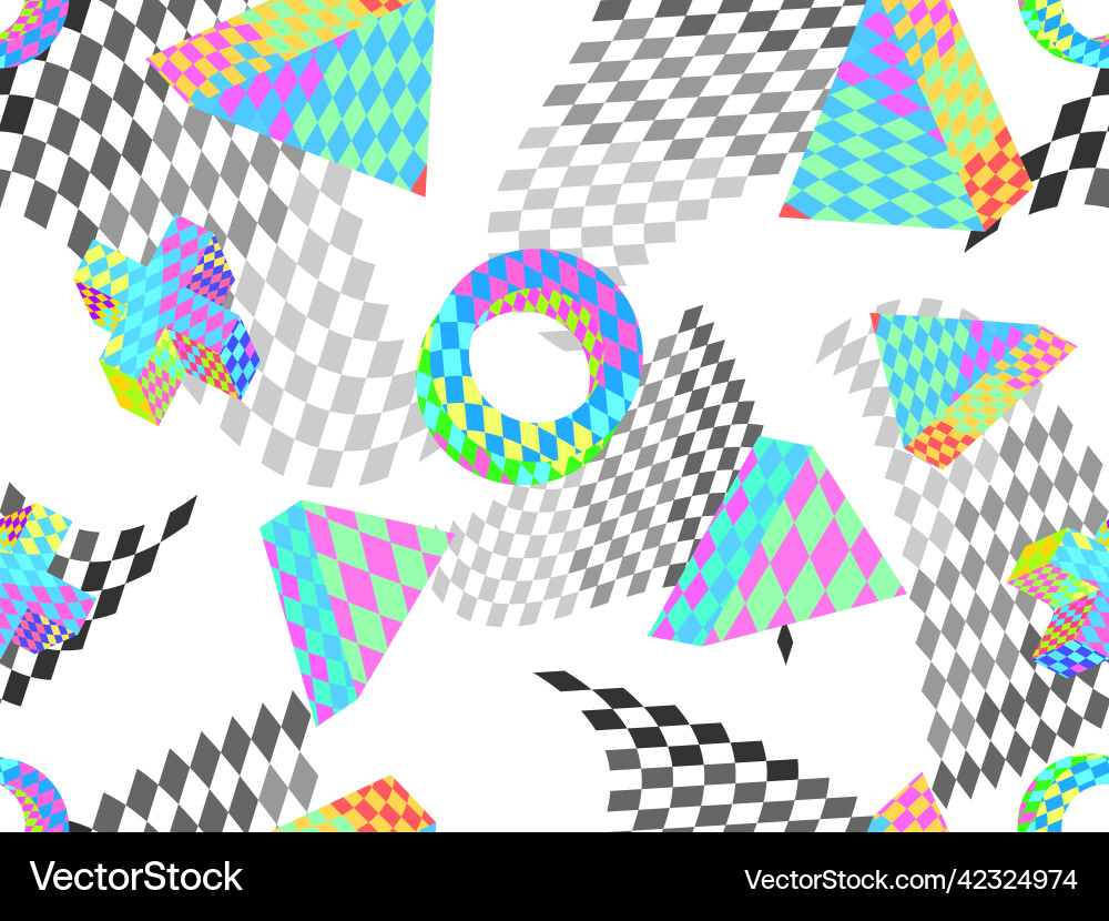 Seamless pattern with 3d objects an abstract Seamless pattern with 3d objects an abstract vector image