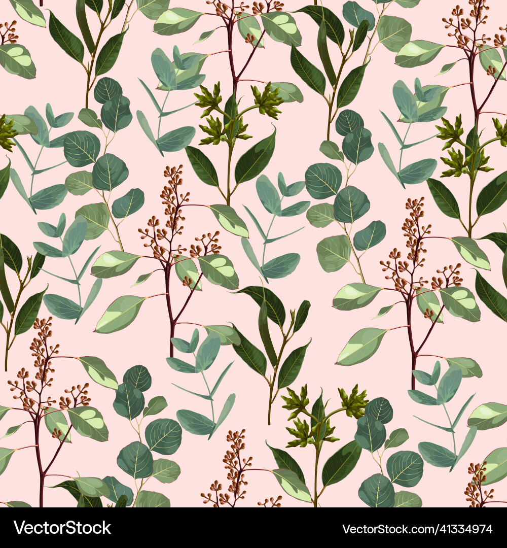 Seamless pattern with eucalyptus Vector Image