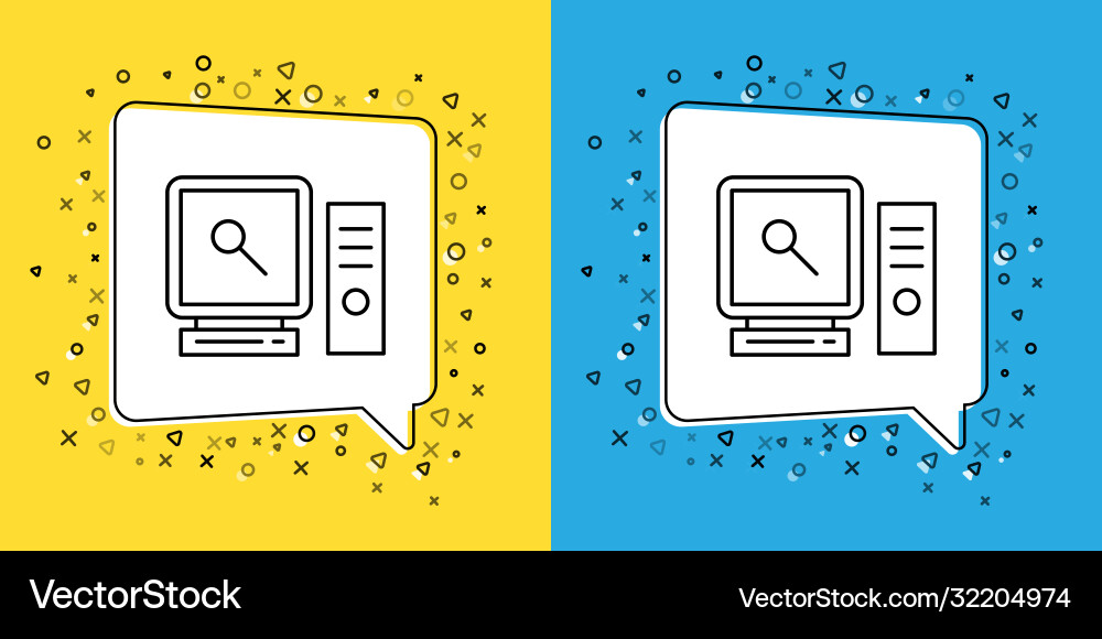 Set line search on computer screen icon isolated Set line search on computer screen icon isolated vector image