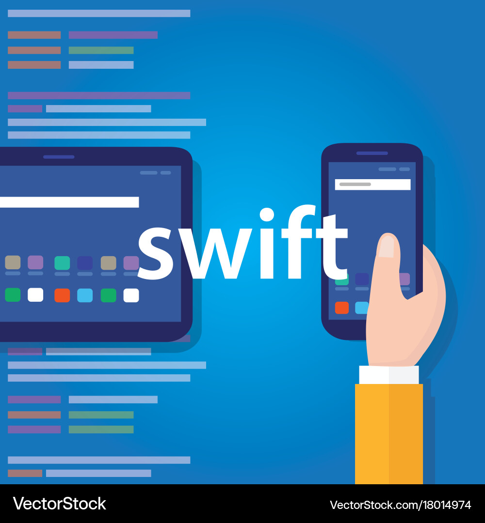 Swift mobile application programming language vector image