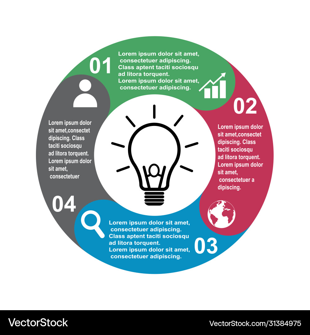 4 step element in four colors with labels vector image