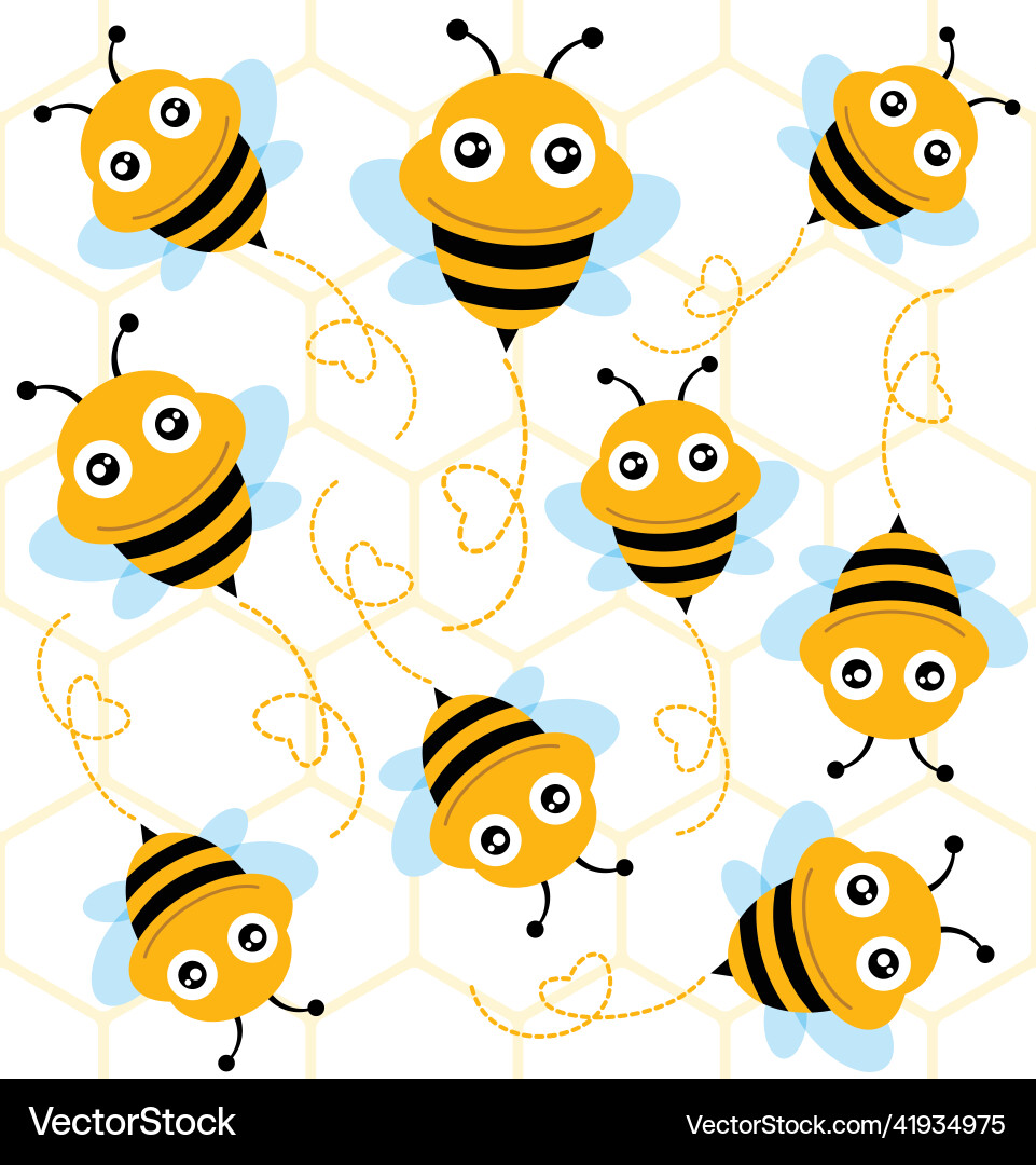 Bee and Honeycomb Pattern vector image