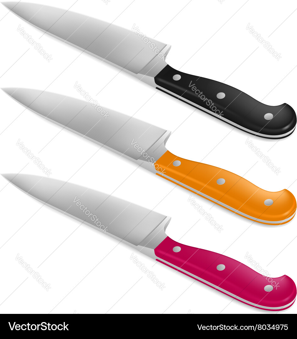 Chef knife with handle in different color vector image