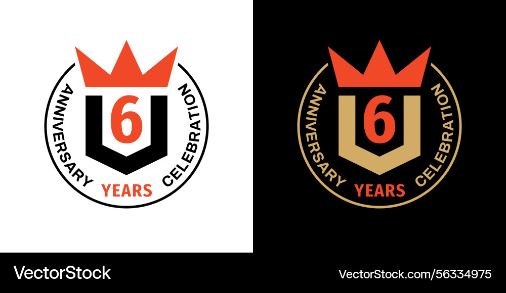 Creative emblem 6 th years anniversary celebration Vector Image