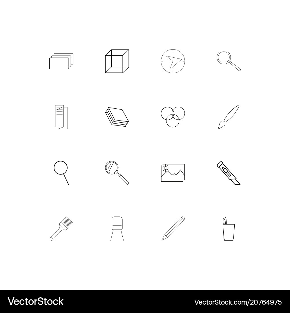 Creative process and design linear thin icons set vector image