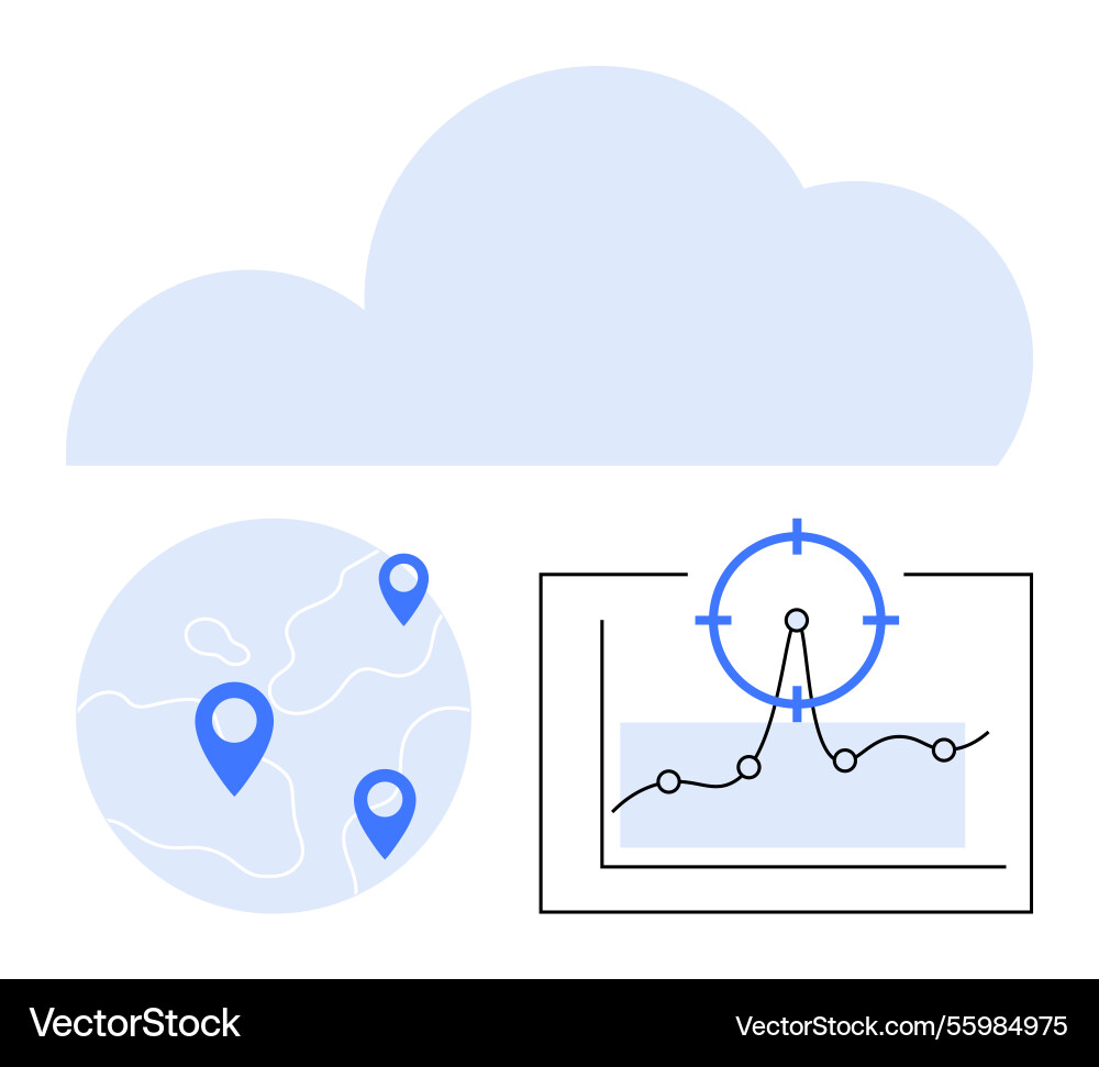 Data analytics and cloud integration highlighting Data analytics and cloud integration highlighting vector image