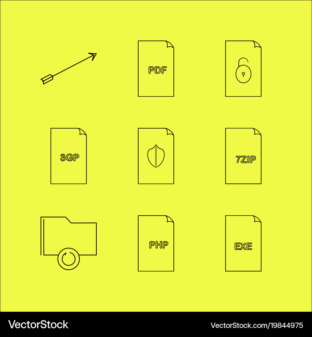 Files and folders linear icon set simple outline vector image