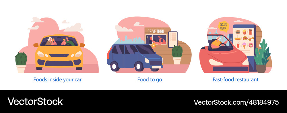 Isolated elements with customers order and collect Vector Image