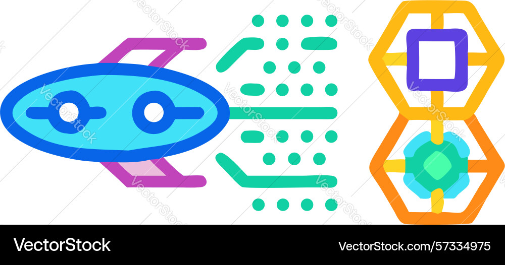 Rocket ship with digital data flow space tech vector image