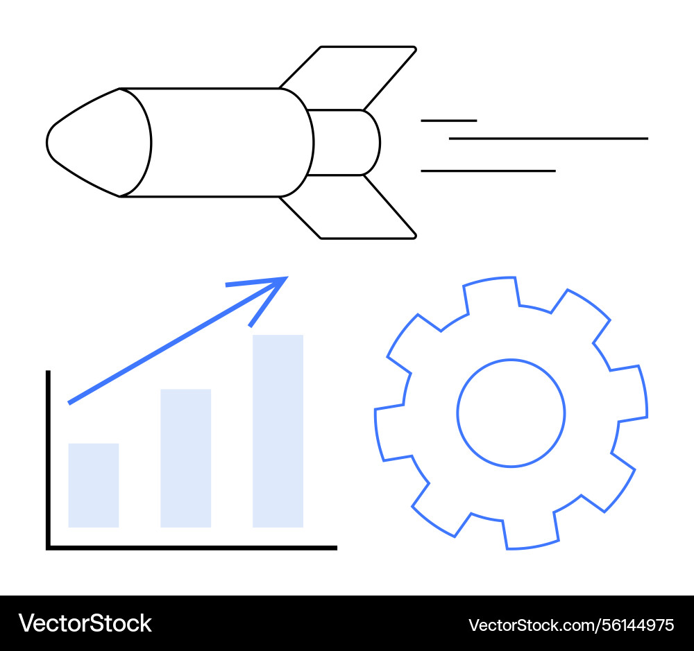 Rocket symbolizing progress with a rising graph Rocket symbolizing progress with a rising graph vector image