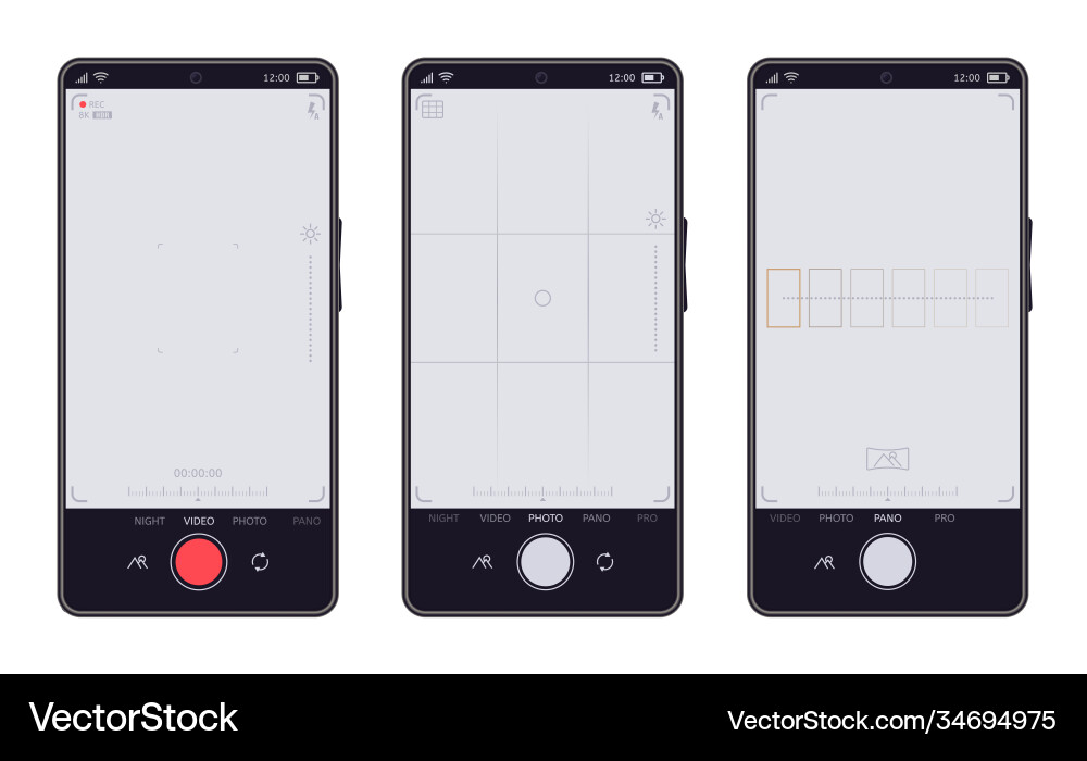 Smartphone camera interface mobile phones video Smartphone camera interface mobile phones video vector image