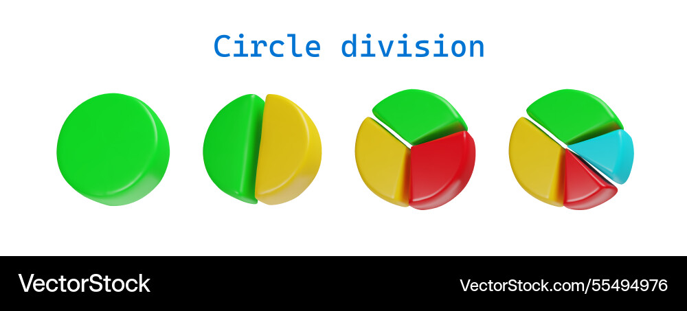 3d render set of pie chart 3d render set of pie chart vector image