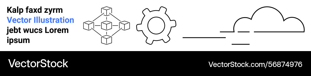 Cloud integration with blockchain network and gear vector image