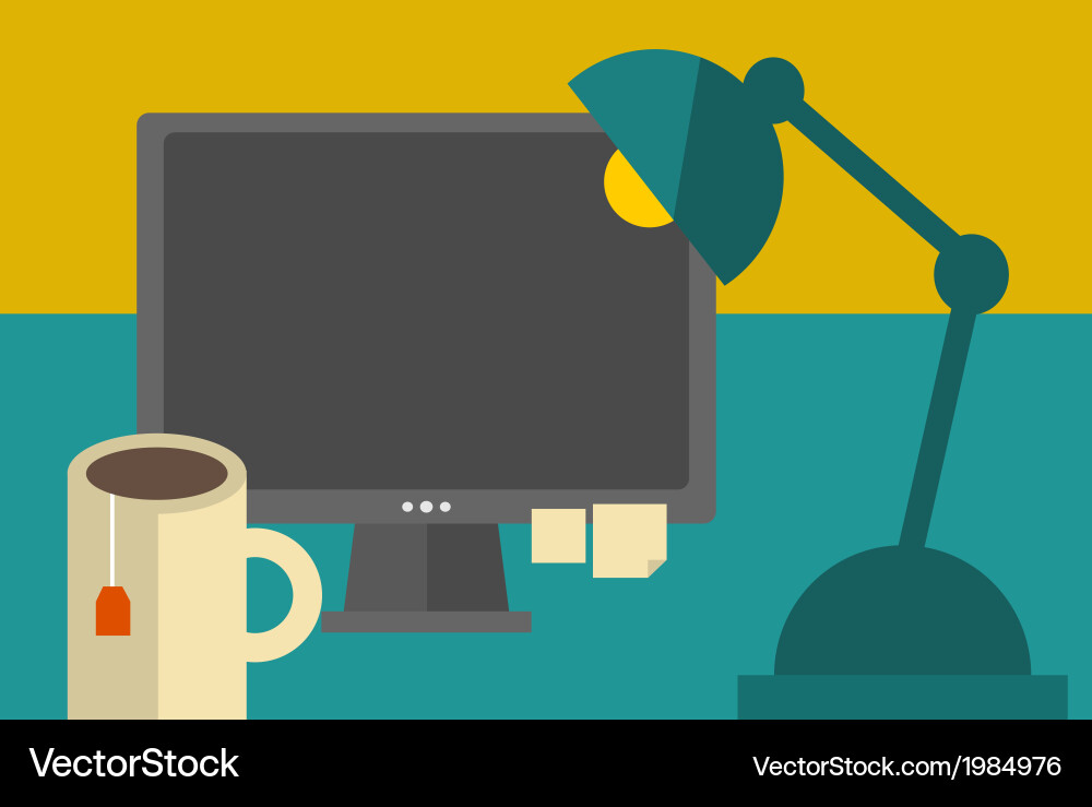 Computer screen on the table Vector Image