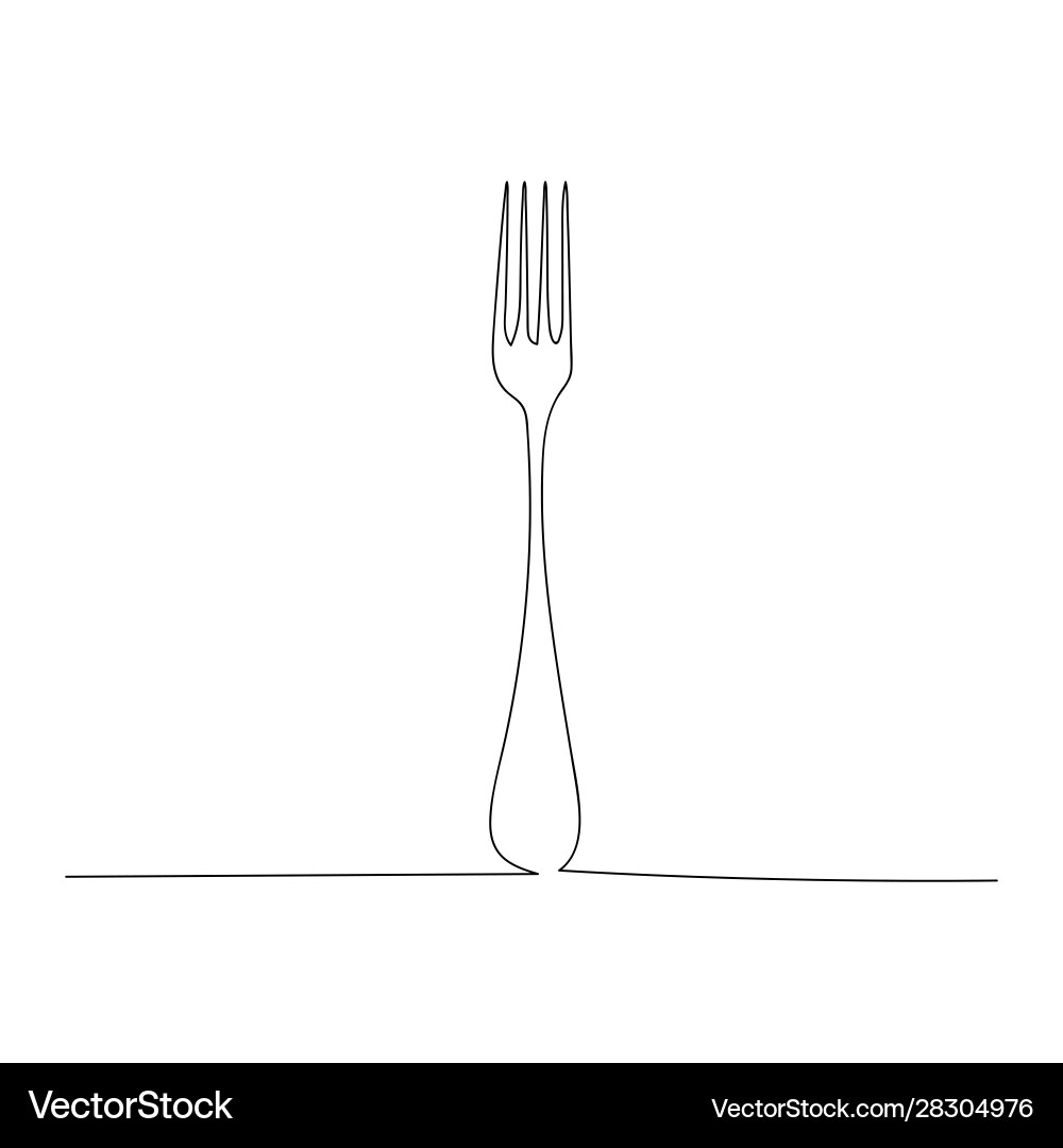 Continuous one line drawing fork Vector Image