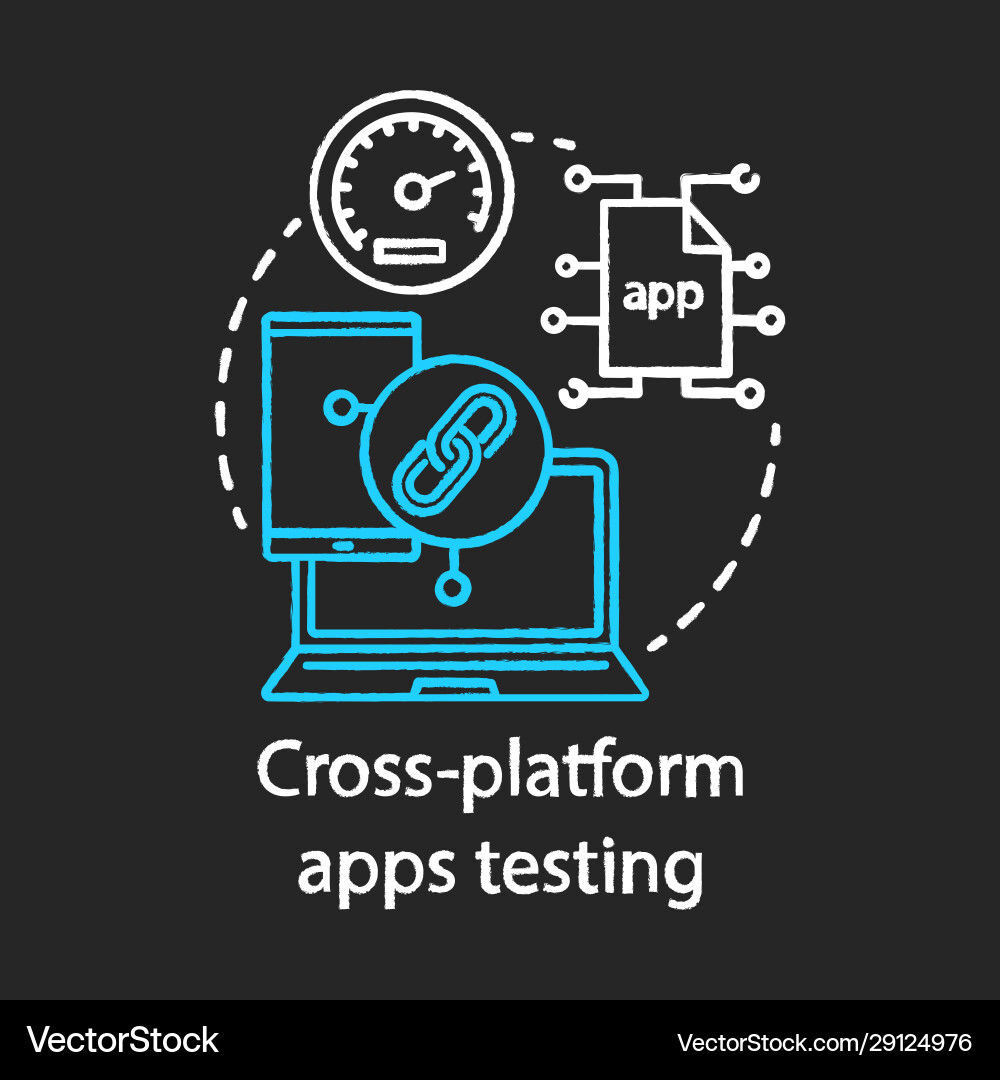 Cross platform app testing chalk concept icon Vector Image