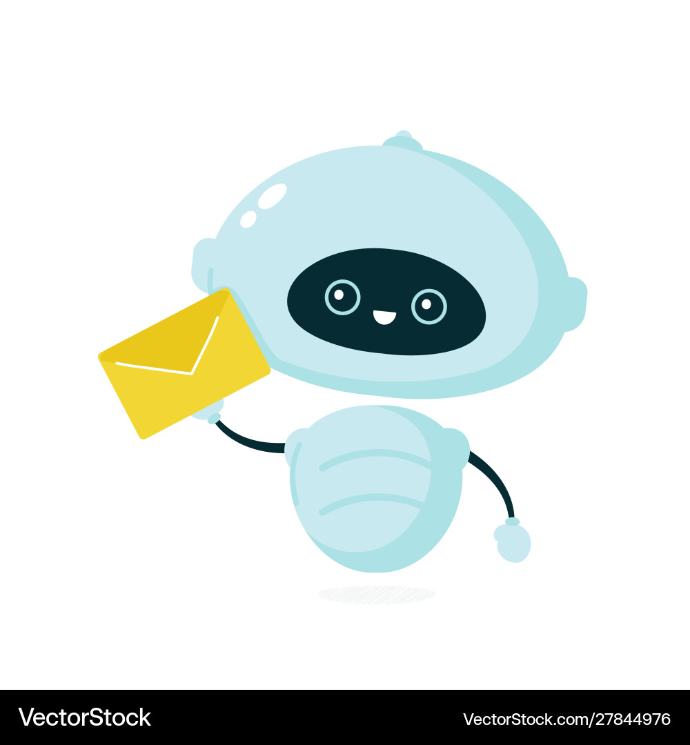Cute smiling robot bot with letter Vector Image