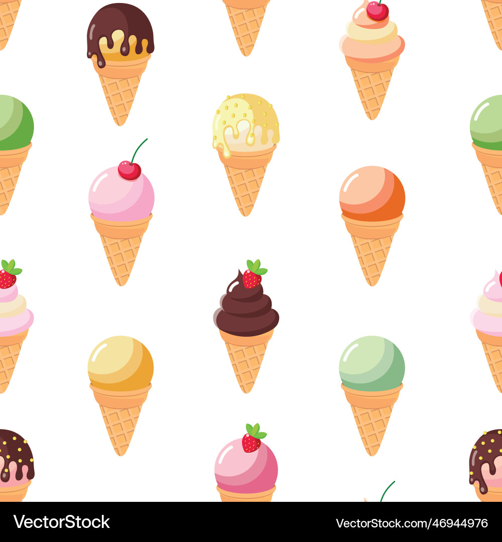 Endless pattern with different ice cream cones Vector Image