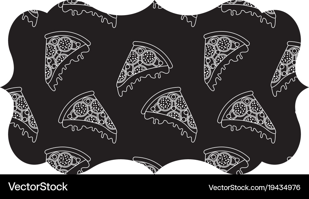 Frame with pizza pattern background Vector Image
