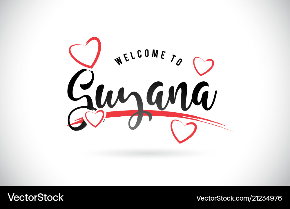 Guyana welcome to word text with handwritten font Guyana welcome to word text with handwritten font Vector Image