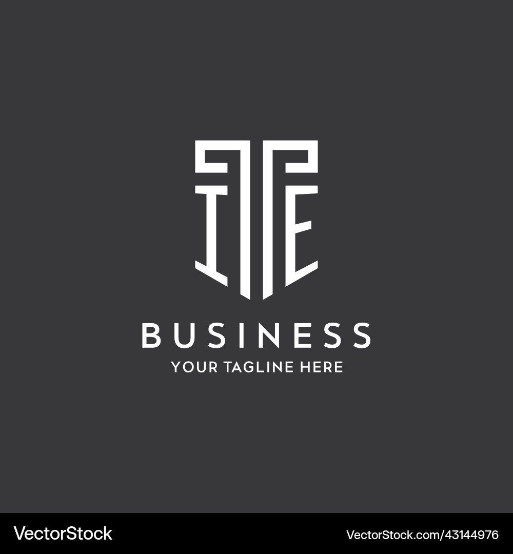 Ie monogram initial name with shield shape icon Vector Image