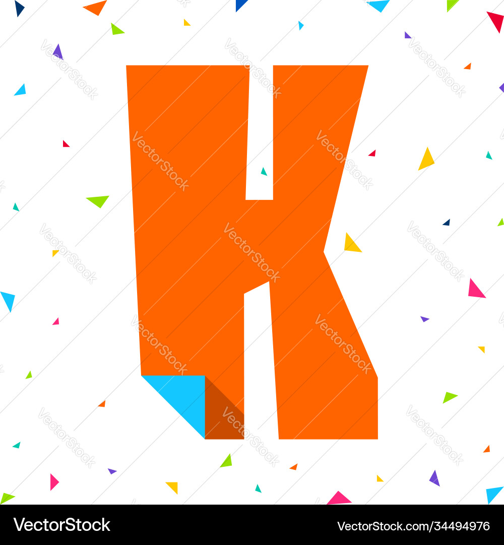 Letter cut from colored paper with bent angle Vector Image