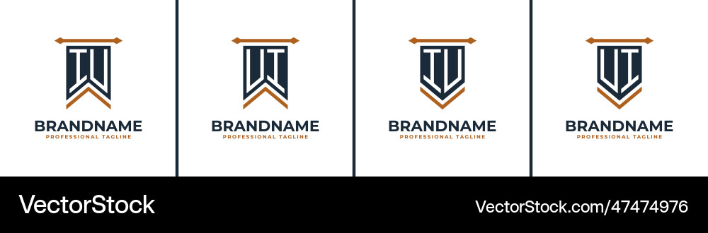 Letter iu and ui pennant flag logo set represent Vector Image
