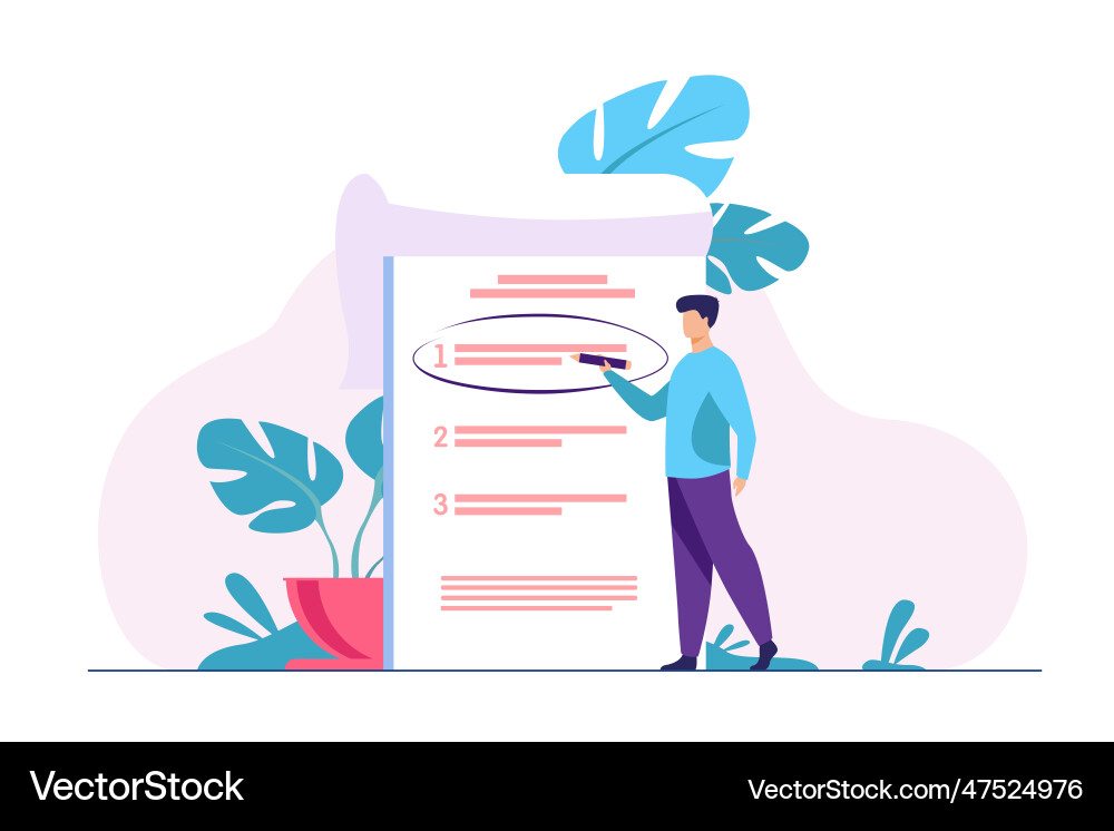 Manager prioritizing tasks in to do list Vector Image